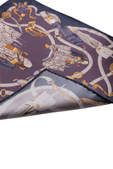 Saddle Pattern Silk Pocket Square - Navy / Purple - Brunati Como