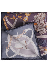 Saddle Pattern Silk Pocket Square - Navy / Purple - Brunati Como