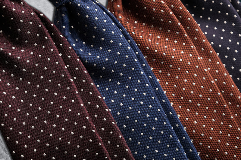 3-Fold Silk Wool Pindot Jacquard Tie - Blue - Brunati Como