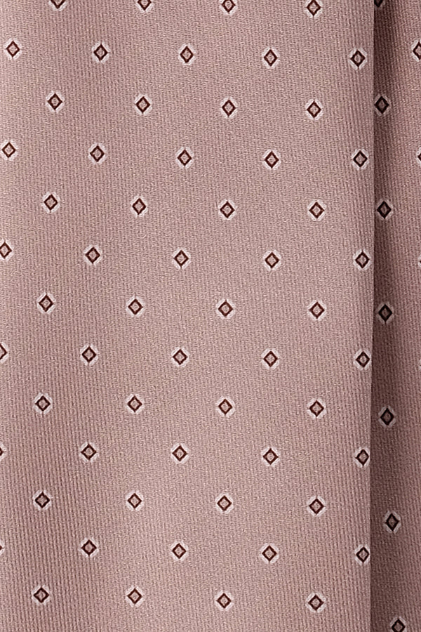 3-Fold Cube Patterned Printed Silk Tie - Salmon - Brunati Como