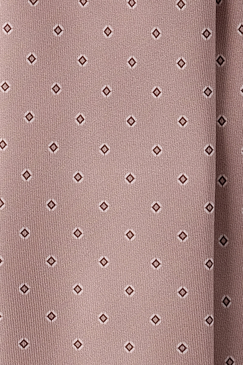 3-Fold Cube Patterned Printed Silk Tie - Salmon - Brunati Como