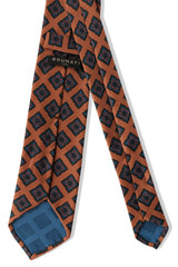 3-Fold Medallion Ancient Madder Silk Tie - Vintage Orange - Brunati Como