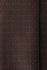 3-Fold Floral Ancient Madder Silk Tie - Brown/Forest - Brunati Como