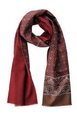 Doubleface Silk Wool Scarf - Red / Beige - Brunati Como