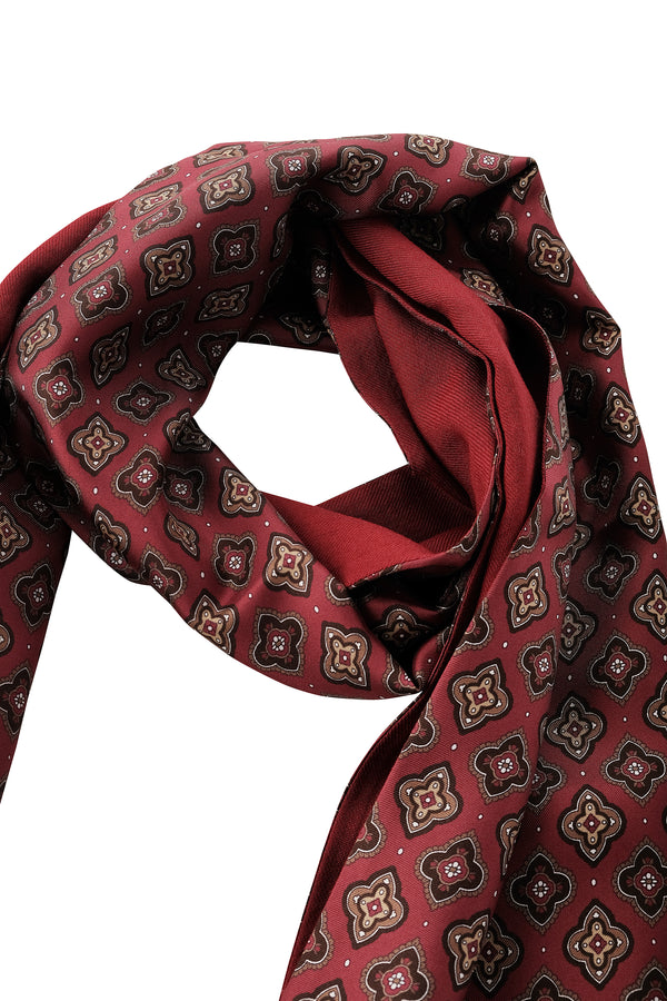 Doubleface Silk Wool Scarf - Red / Beige - Brunati Como