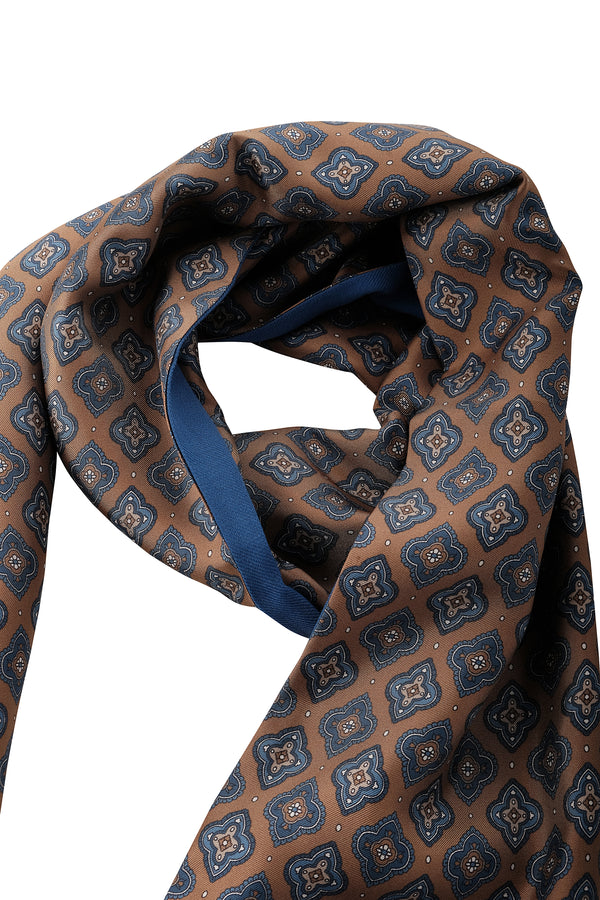 Doubleface Silk Wool Scarf - Blue / Beige - Brunati Como