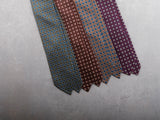 3-Fold Untipped Medallion Silk Tie - Burgundy / Yellow / Light Blue - Brunati Como