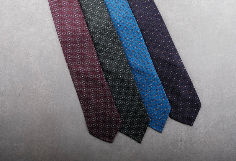 3-Fold Untipped Mini Floral Silk Tie - Royal Blue / Light Blue - Brunati Como
