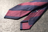 Handrolled Striped Silk Grenadine Jacquard Tie - Burgundy/Navy - Brunati Como