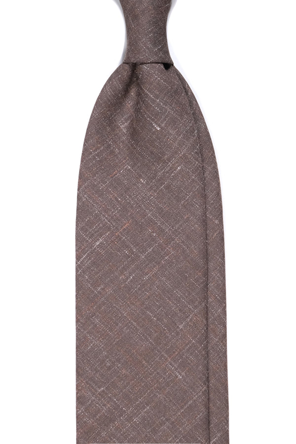 Handrolled Linen Cashmere Wool Tie - Beige Melange - Brunati Como