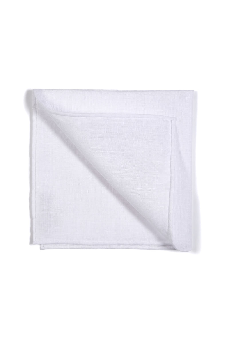 Pocket Square Irish Linen - White - Brunati Como