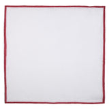 Shoestring Pocket Square Irish Linen - White/Red - Brunati Como