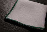 Shoestring Pocket Square Irish Linen - White/Forest Green - Brunati Como
