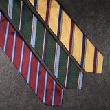 3- Fold Untipped Striped Silk Repp Tie - Green / Light Blue / Navy / Brown / Beige - Brunati Como