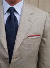 Handrolled Linen Cashmere Wool Tie - Navy Melange - Brunati Como