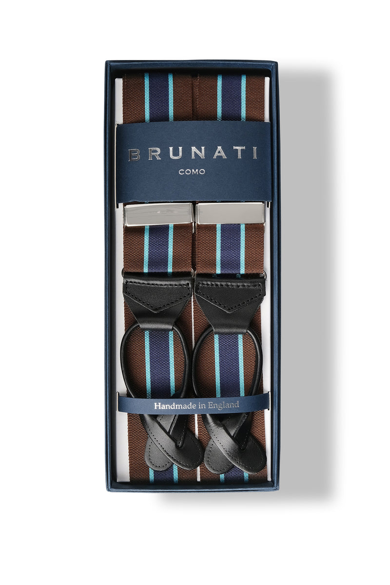 Striped Rigid Braces - Coffee/Navy - Brunati Como