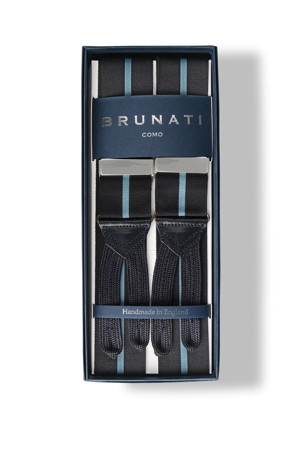 Striped Ribbed Rigid Braces - Navy/Light Blue - Brunati Como