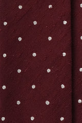3-Fold Polka Dot Shantung Silk Tie – Burgundy - Brunati Como