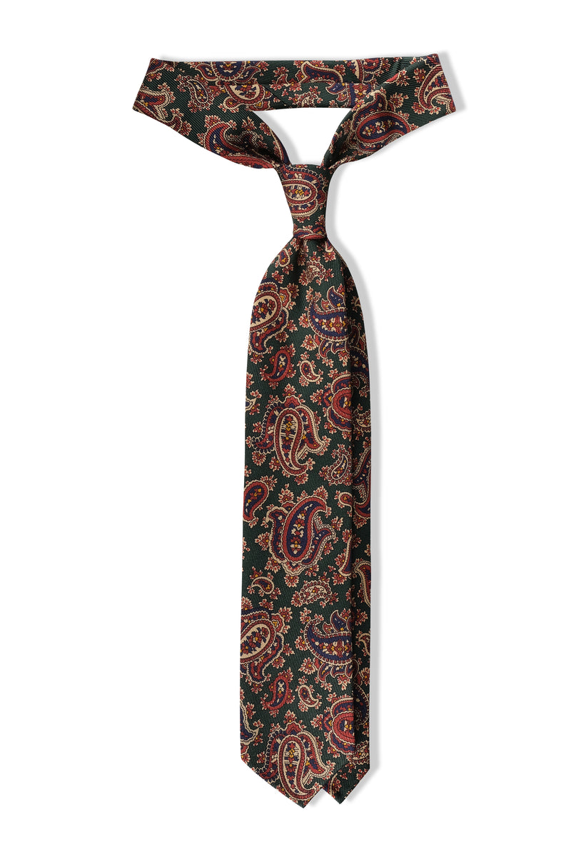 Handrolled King of Paisley Silk Tie - Forest - Brunati Como