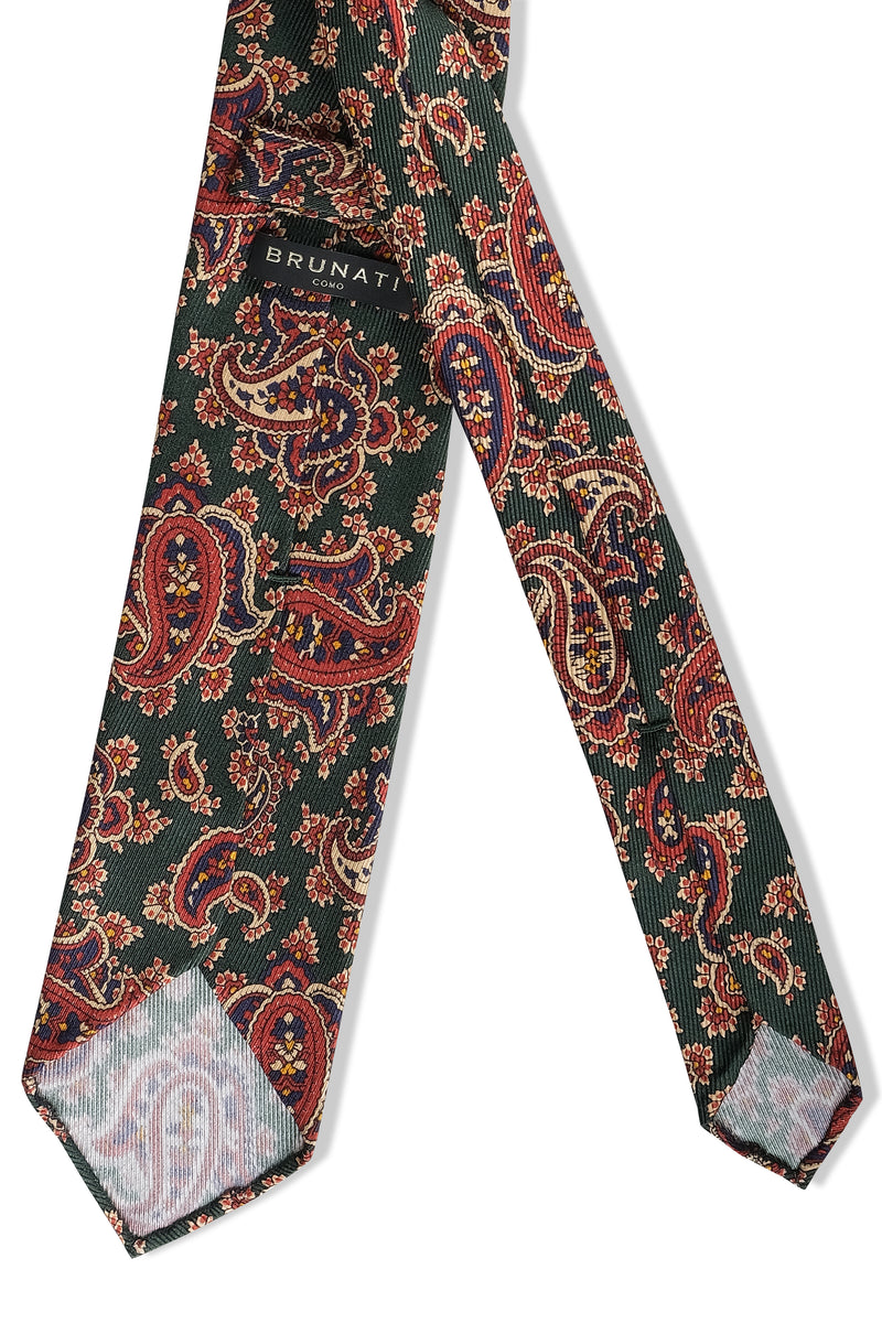 Handrolled King of Paisley Silk Tie - Forest - Brunati Como