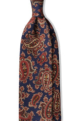 Handrolled King of Paisley Silk Tie - Navy - Brunati Como