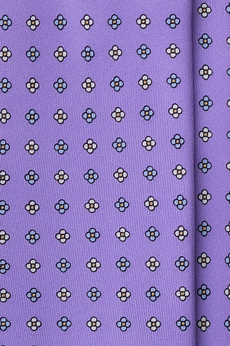 3-Fold Floral Macclesfield Printed Silk Tie - Lilac - Brunati Como