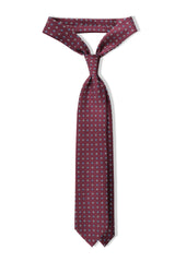 3-Fold Floral Macclesfield Printed Silk Tie - Burgundy - Brunati Como