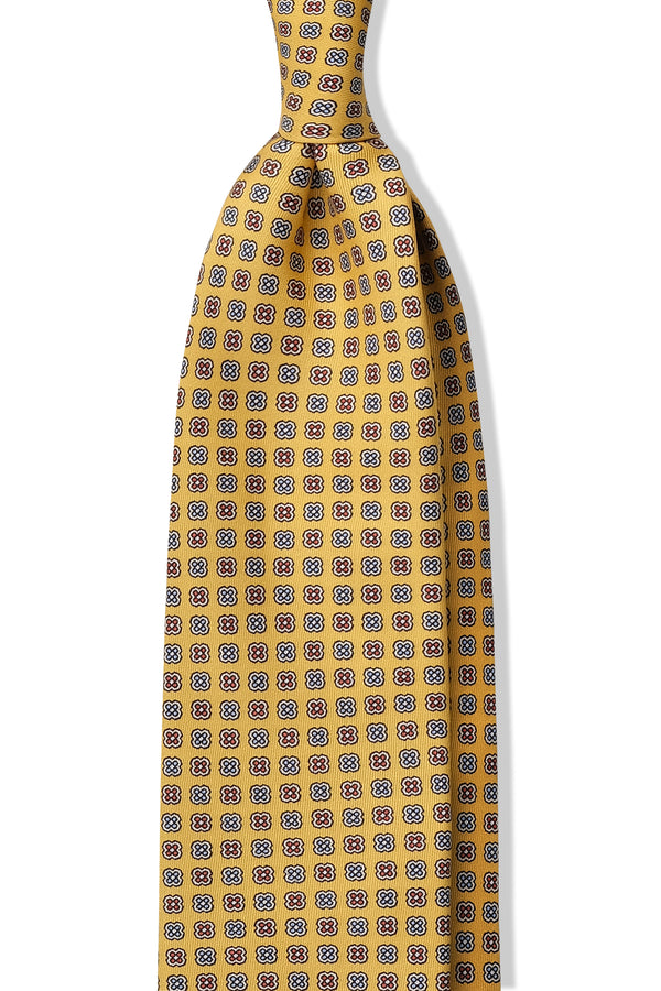 3-Fold Floral Macclesfield Printed Silk Tie - Yellow - Brunati Como