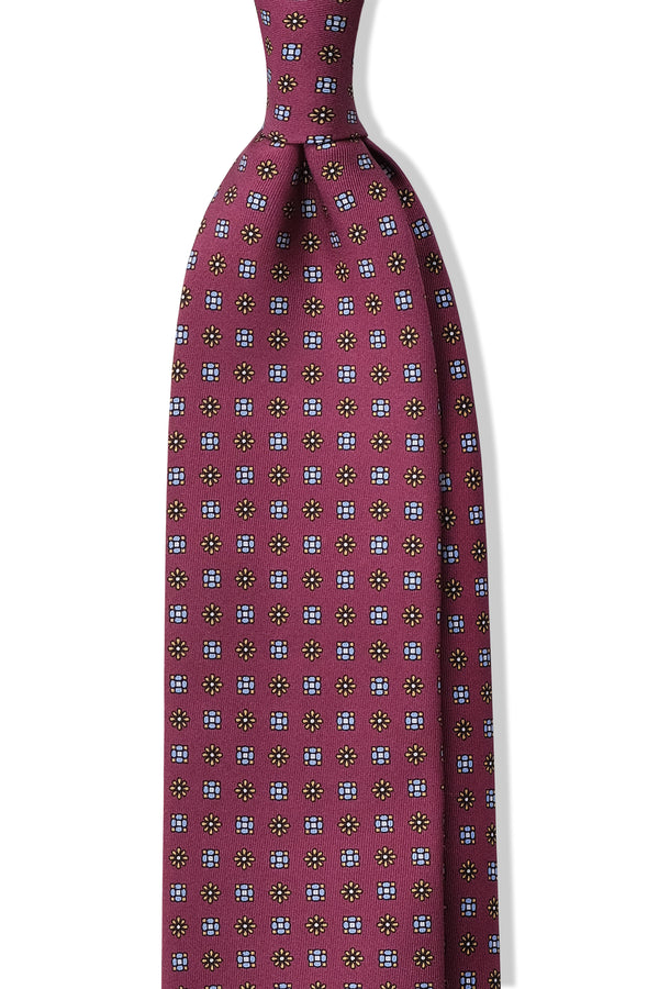 3-Fold Floral Macclesfield Printed Silk Tie - Cherry - Brunati Como