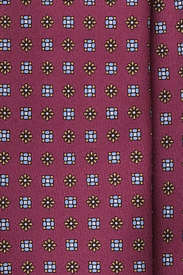 3-Fold Floral Macclesfield Printed Silk Tie - Cherry - Brunati Como