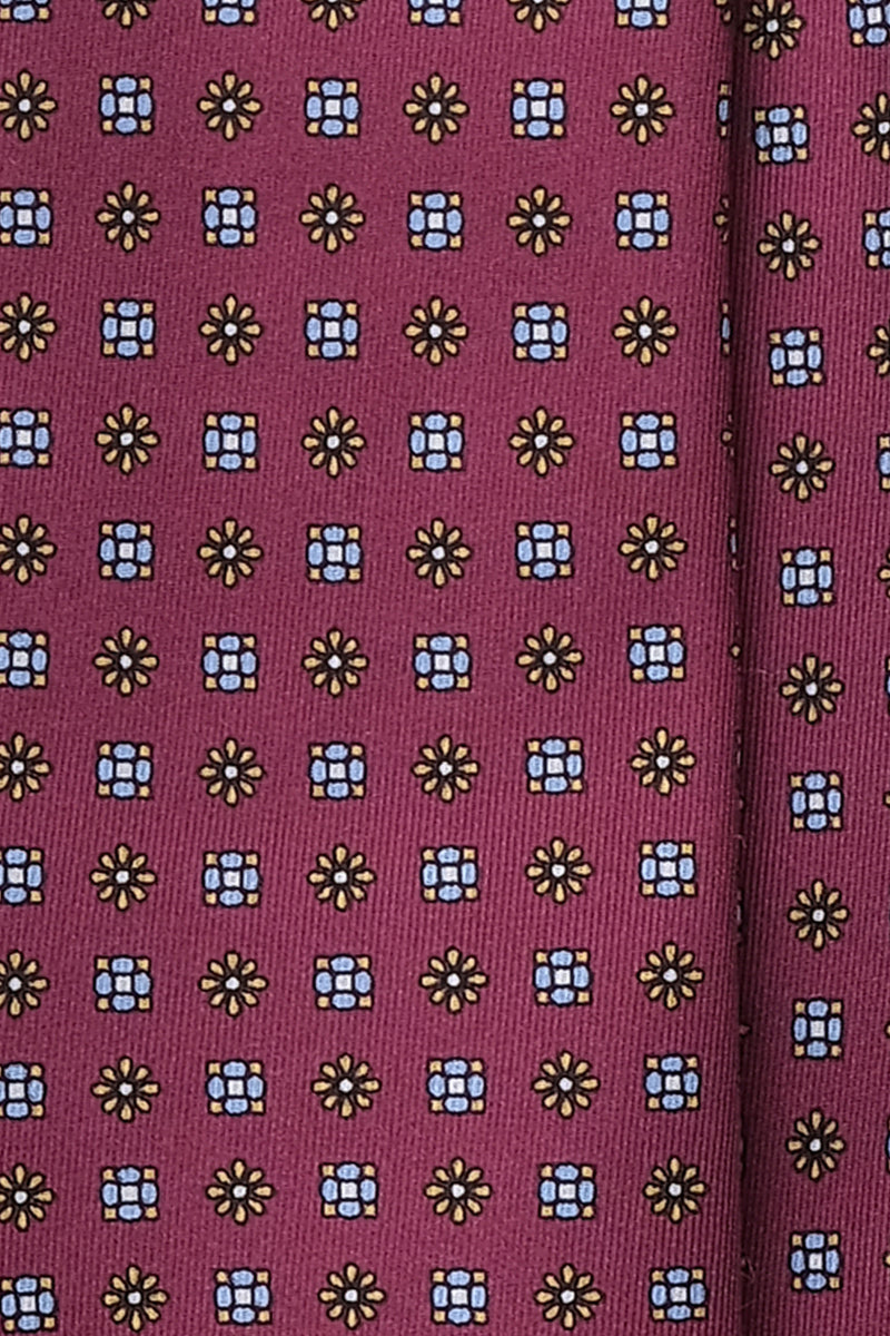 3-Fold Floral Macclesfield Printed Silk Tie - Cherry - Brunati Como
