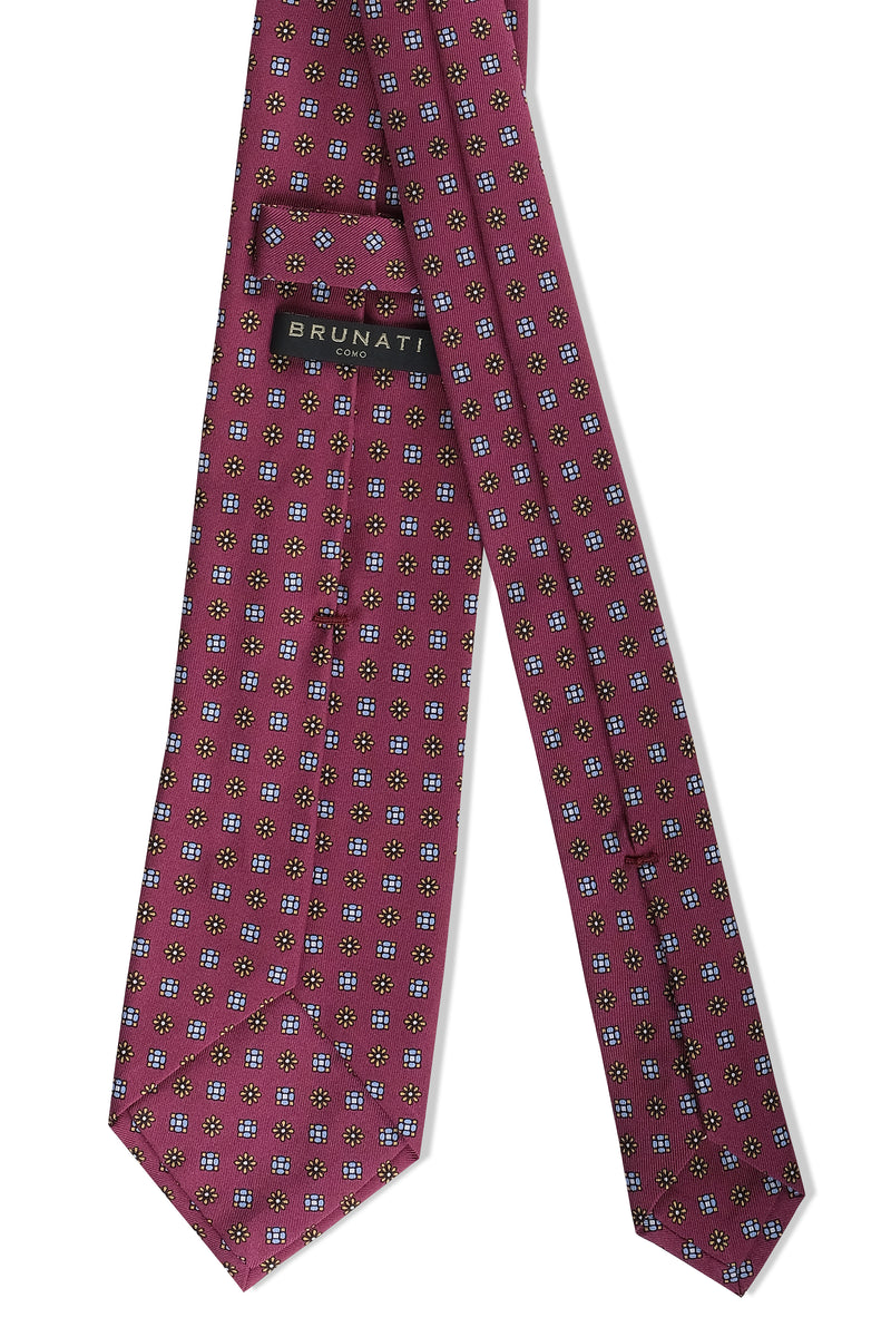 3-Fold Floral Macclesfield Printed Silk Tie - Cherry - Brunati Como