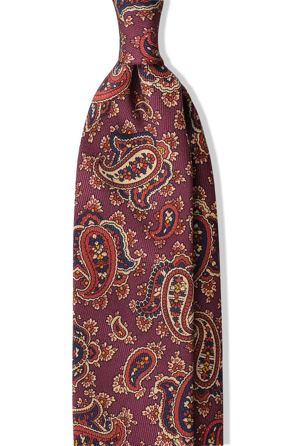 Handrolled King of Paisley Silk Tie - Burgundy - Brunati Como