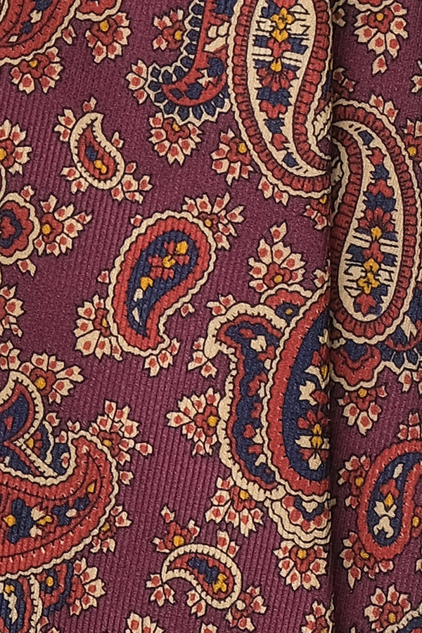 Handrolled King of Paisley Silk Tie - Burgundy - Brunati Como