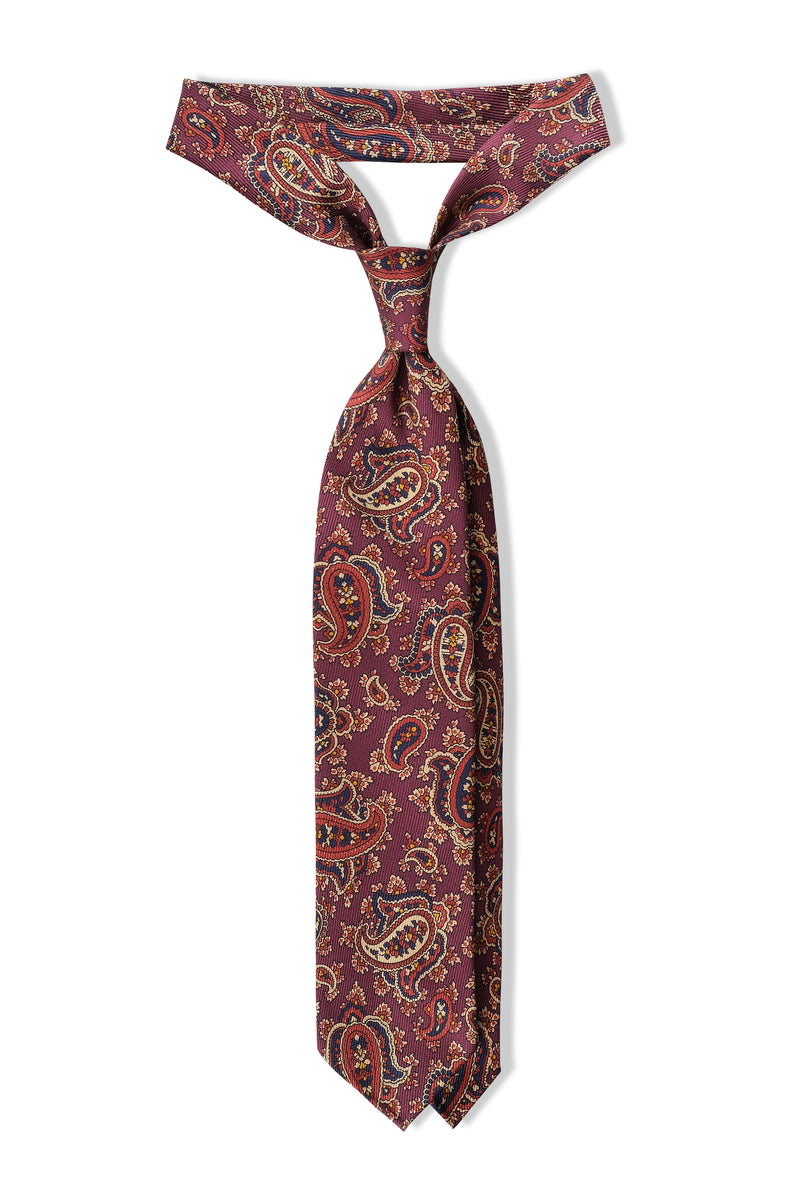 Handrolled King of Paisley Silk Tie - Burgundy - Brunati Como
