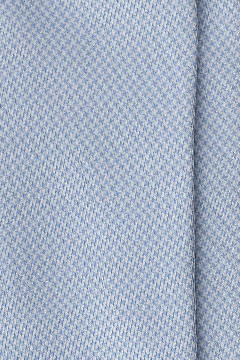 3- Fold Untipped Houndstooth 40oz Silk Tie - Light Blue - Brunati Como