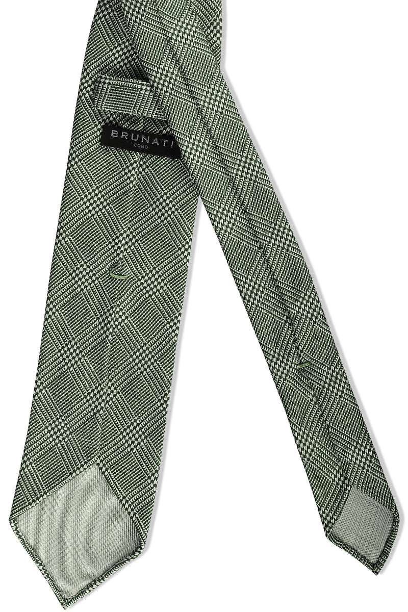 3- Fold Untipped Prince of Wales 40oz Silk Tie - Forest/Cream | Brunati ...