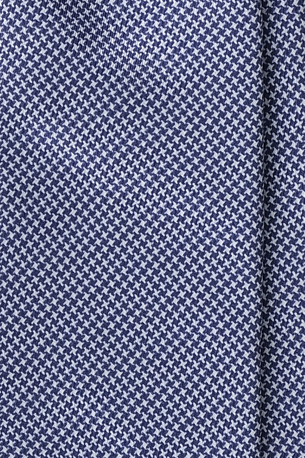 3- Fold Untipped Houndstooth 40oz Silk Tie - Navy - Brunati Como