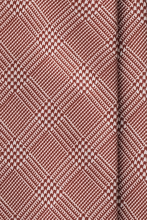 3- Fold Untipped Prince of Wales 40oz Silk Tie - Rust - Brunati Como