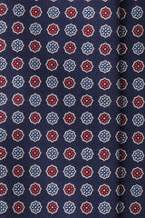 3- Fold Untipped Floral Silk Tie - Navy/ Red / Light Blue - Brunati Como