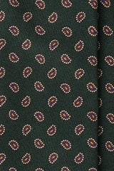 3- Fold Untipped Paisley Silk Tie - Forest / Gold / Purple - Brunati Como
