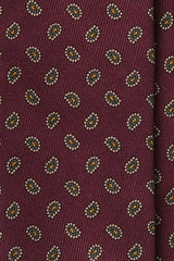 3- Fold Untipped Paisley Silk Tie - Burgundy / Gold / Forest - Brunati Como