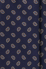 3- Fold Untipped Paisley Silk Tie - Navy / Gold / Light Blue - Brunati Como