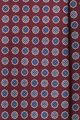 3- Fold Untipped Floral Silk Tie - Burgundy / Blue - Brunati Como