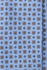 3- Fold Untipped Floral Silk Tie - Light Blue / Rose - Brunati Como