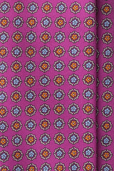 3- Fold Untipped Floral Silk Tie - Pink / Orange / Light Blue - Brunati Como