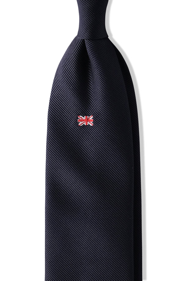 3-Fold Untipped Solid Navy Repp Tie - Union Jack - Brunati Como