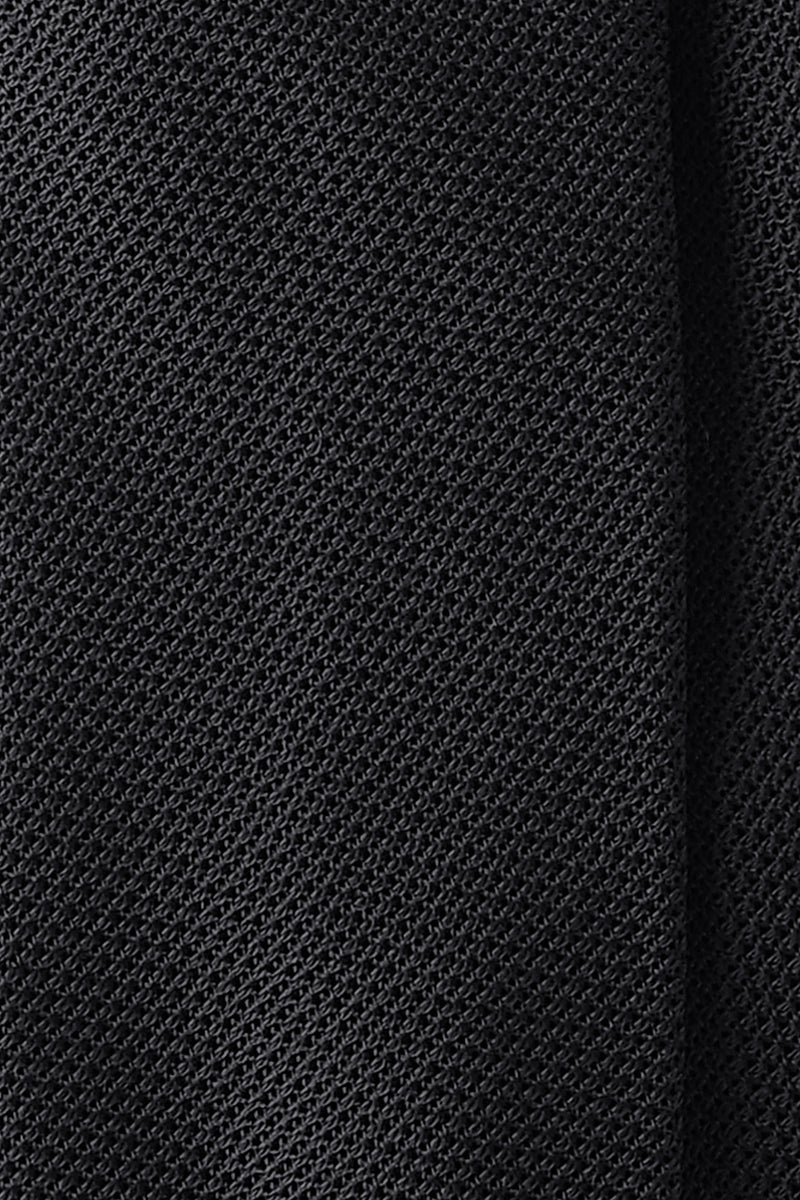3-Fold Plain Silk Grenadine Tie - Black - Brunati Como
