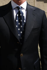 Handrolled King of Polka Dots Silk Tie – Navy / White - Brunati Como