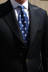 Handrolled King Of Polka Dots Silk Tie – Royal Blue / White - Brunati Como